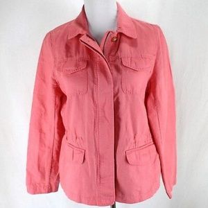 TALBOTS Lightweight Jacket Sz Mp Coral Pink Zip